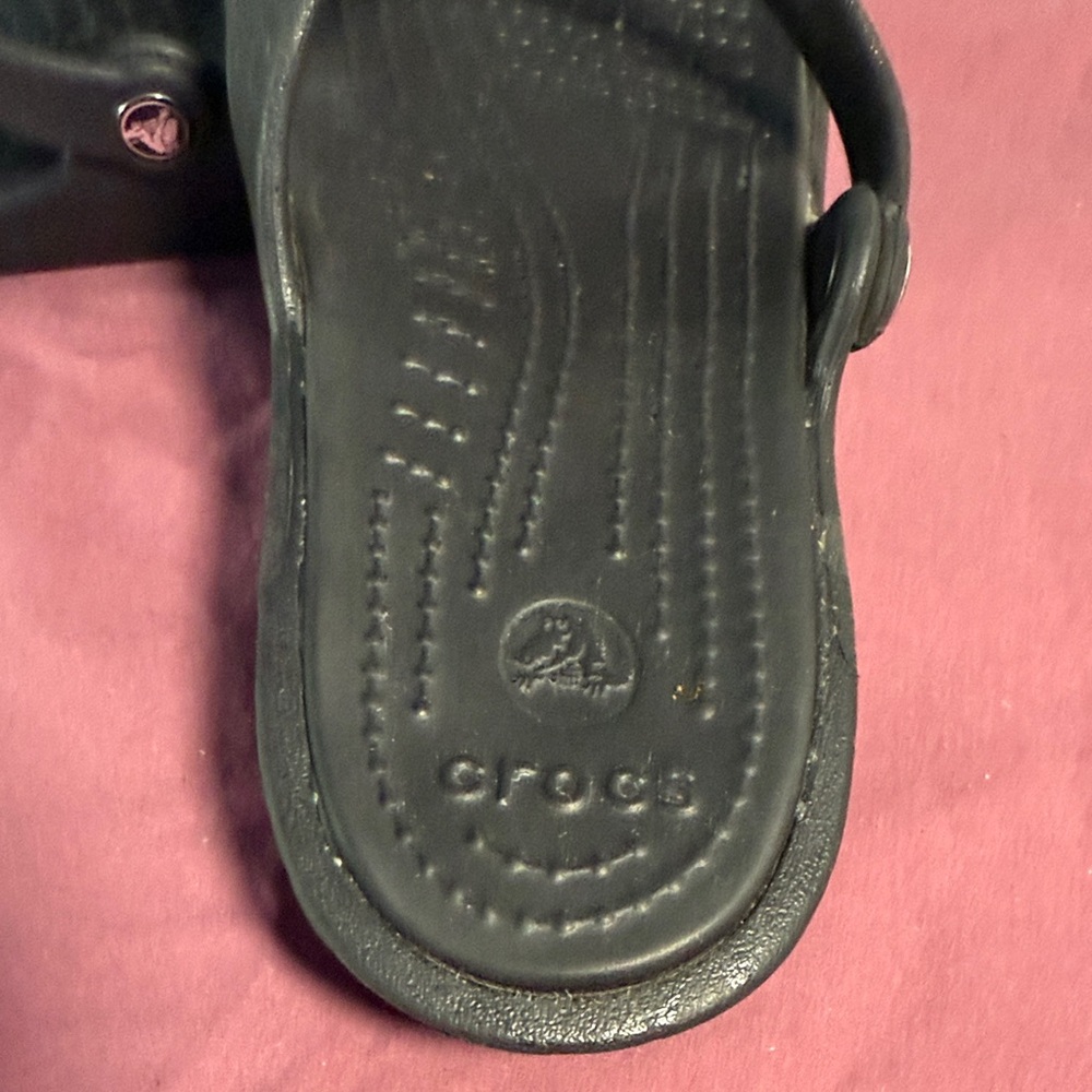 CROCS Black Slide Sandals with Sparkling Accents - Picture 5 of 7